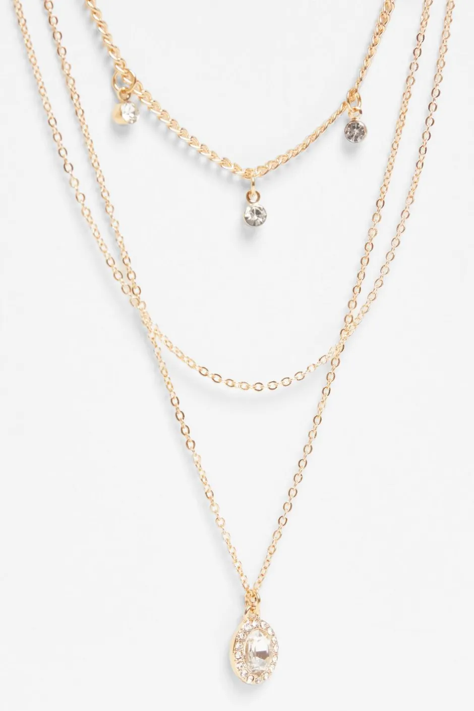 Quiz Diamante Jewel Layered Necklace Gold Best