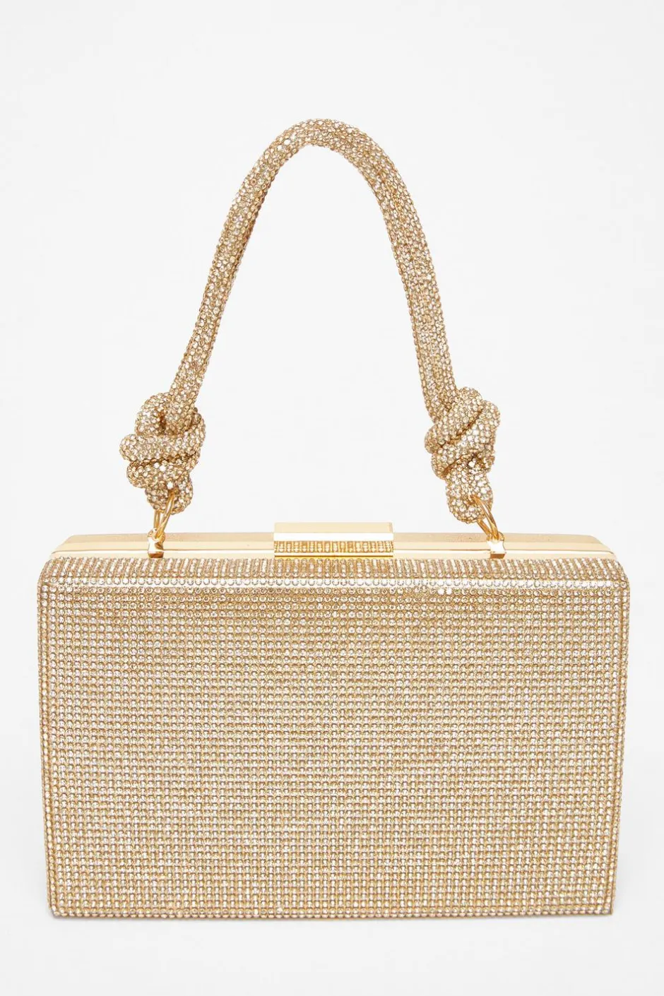 Quiz Gold Diamante Knot Handle Bag Discount