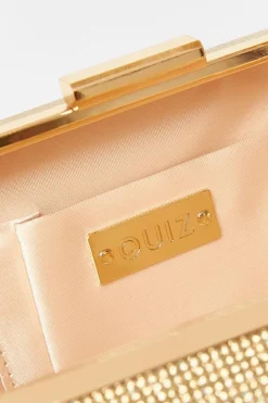 Quiz Gold Diamante Knot Handle Bag Discount