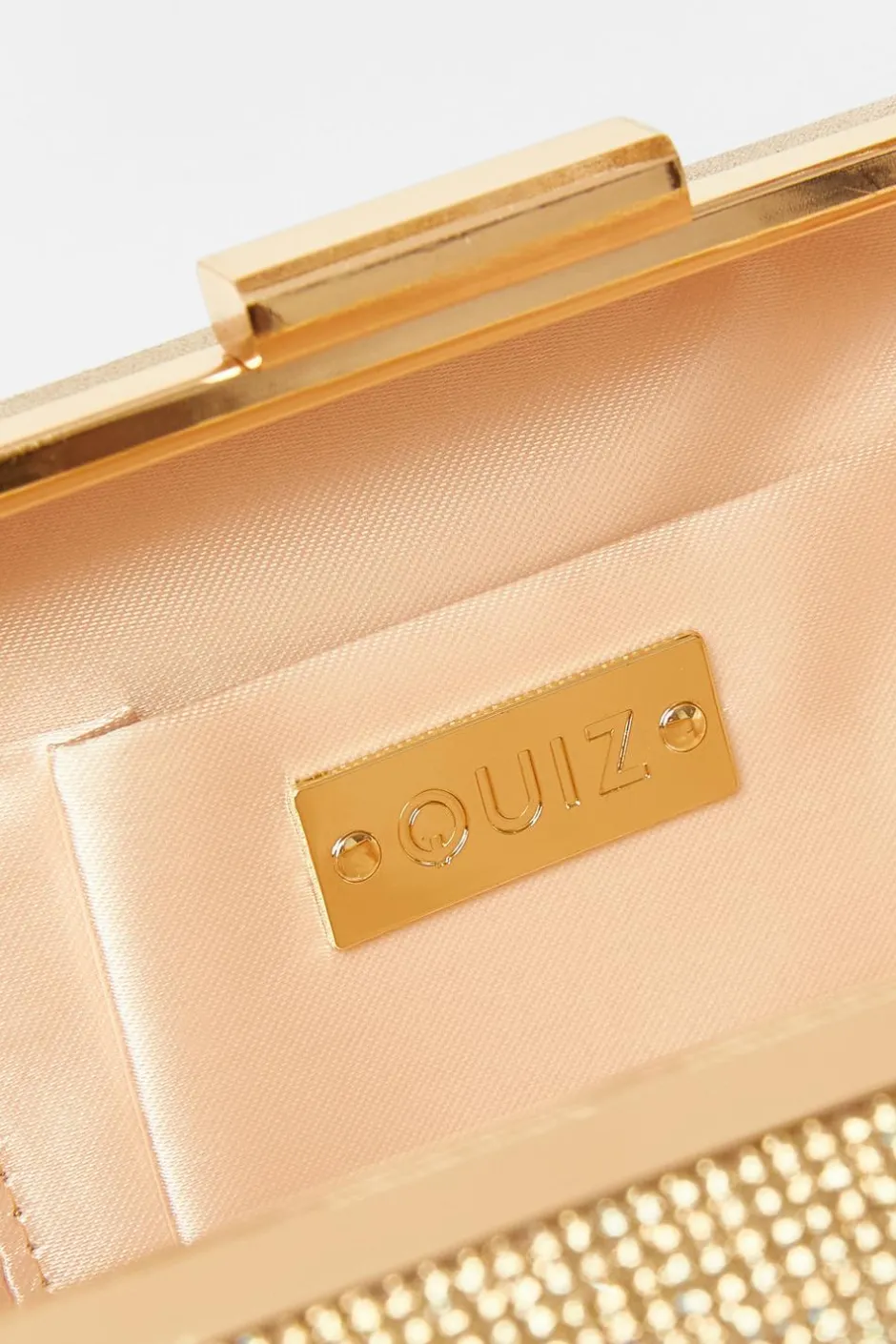 Quiz Gold Diamante Knot Handle Bag Discount
