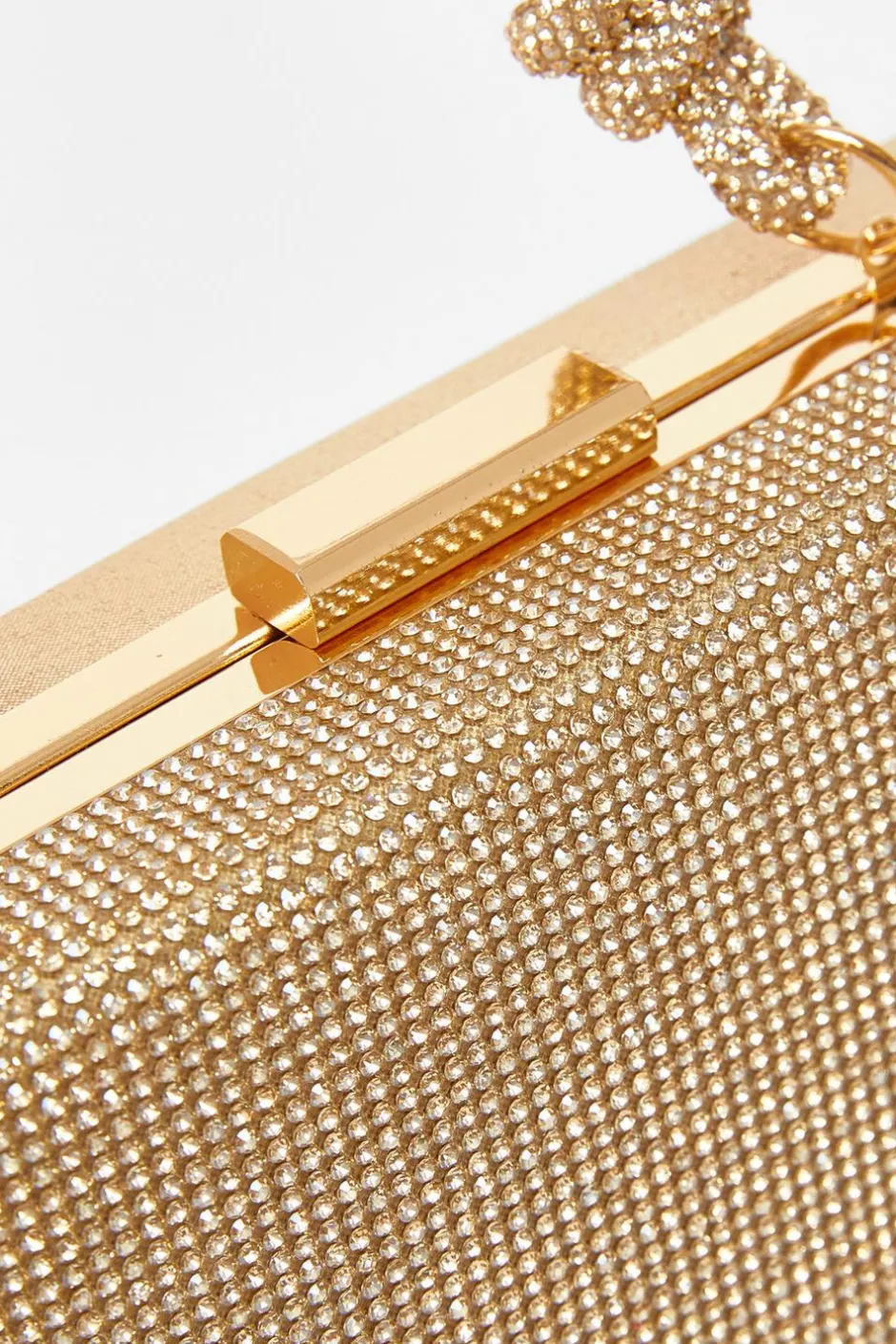 Quiz Gold Diamante Knot Handle Bag Discount
