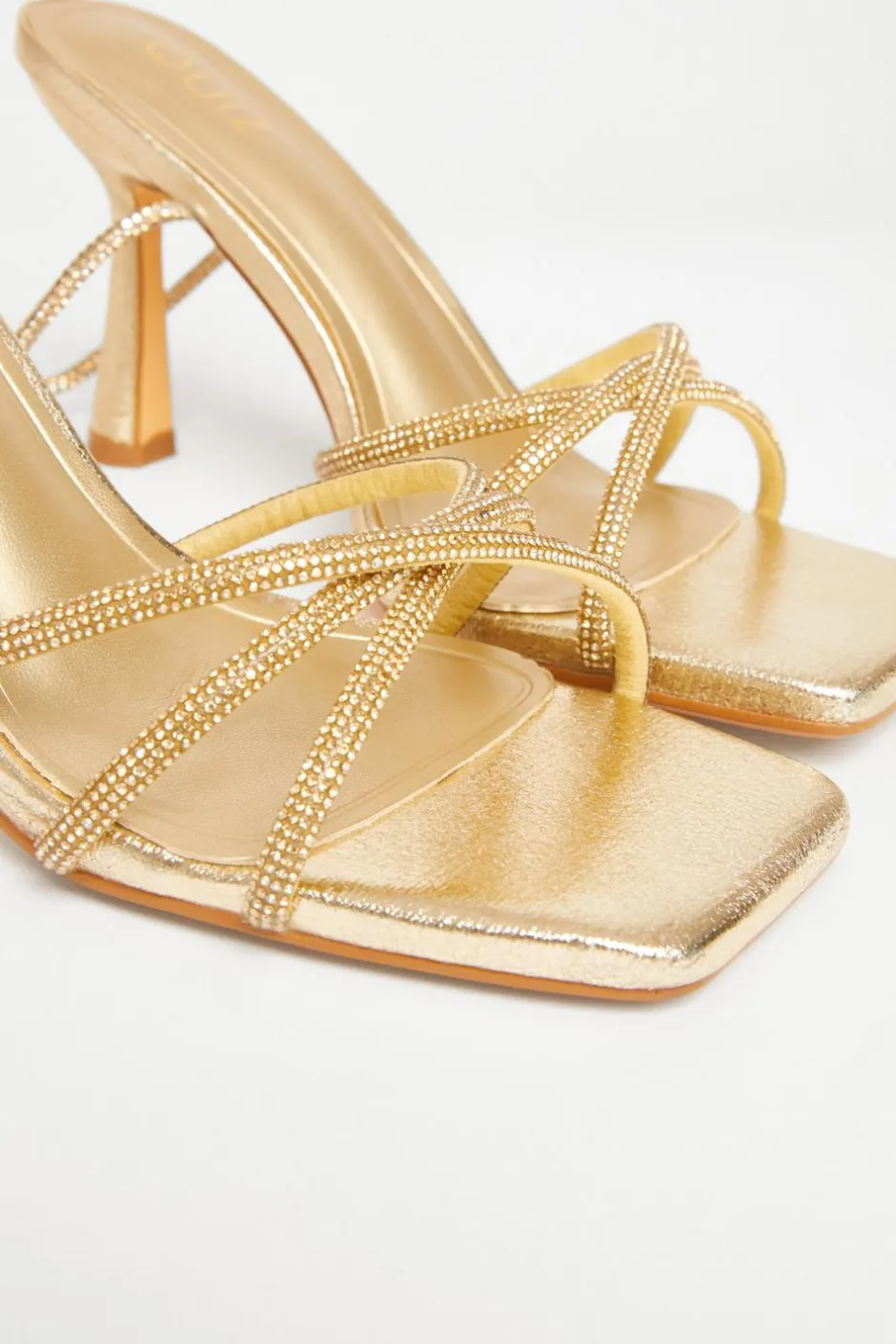 Quiz Gold Diamante Lace Up Heels Best