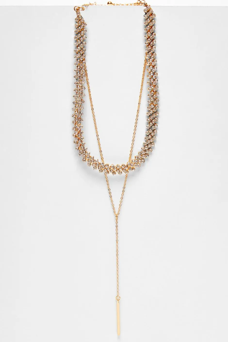 Quiz Diamante Layered Necklace Gold