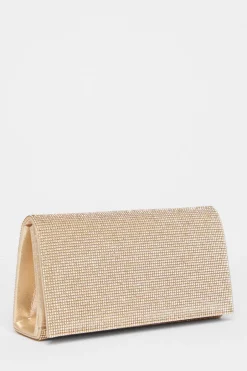 Quiz Gold Diamante Rectangle Clutch Outlet