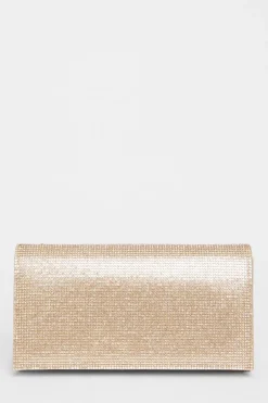 Quiz Gold Diamante Rectangle Clutch Outlet