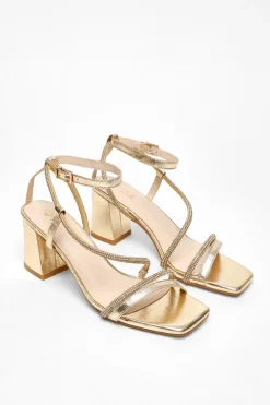 Quiz Gold Diamante Satin Heel Sandals Hot