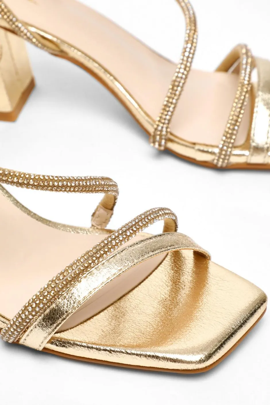 Quiz Gold Diamante Satin Heel Sandals Hot