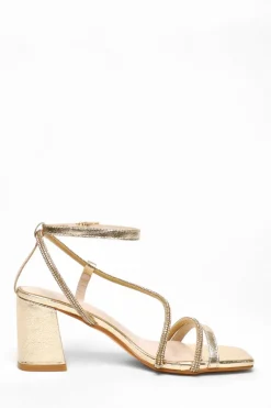 Quiz Gold Diamante Satin Heel Sandals Hot
