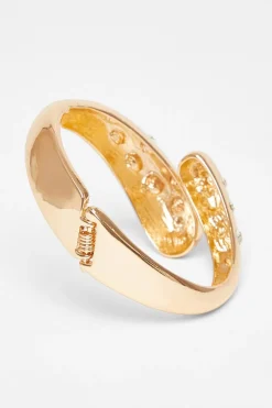 Quiz Gold Diamante Spiral Cuff Bracelet
