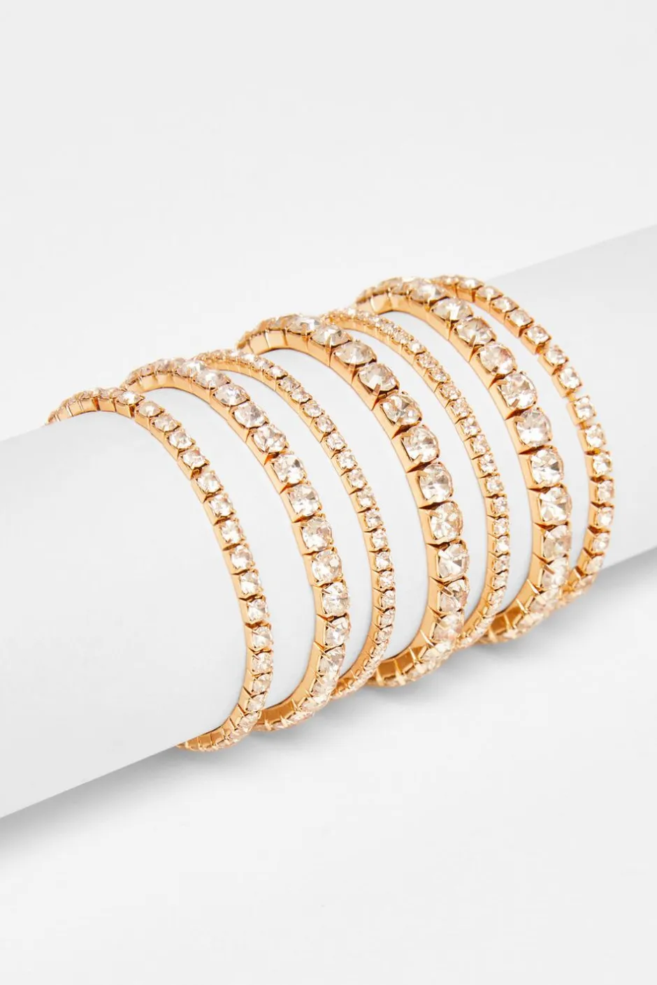 Quiz Gold Diamante Stacked Bracelet Hot