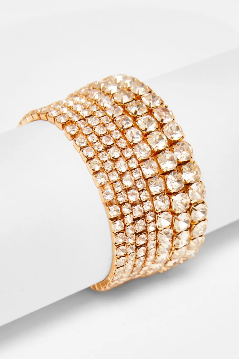 Quiz Gold Diamante Stacked Bracelet Hot