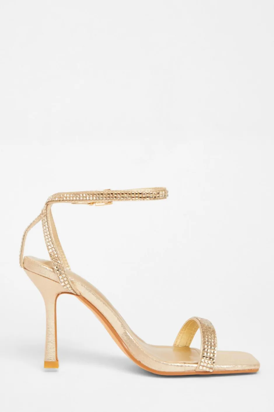 Quiz Diamante Strap Heels Gold Discount