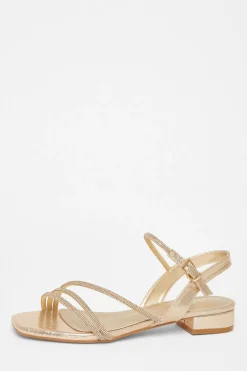 Quiz Diamante Strappy Sandals Gold Discount