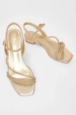 Quiz Diamante Strappy Sandals Gold Discount