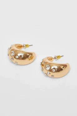 Quiz Gold Diamante Tear Drop Earrings Sale