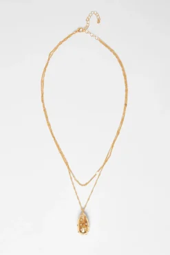 Quiz Gold Diamante Tear Drop Necklace New