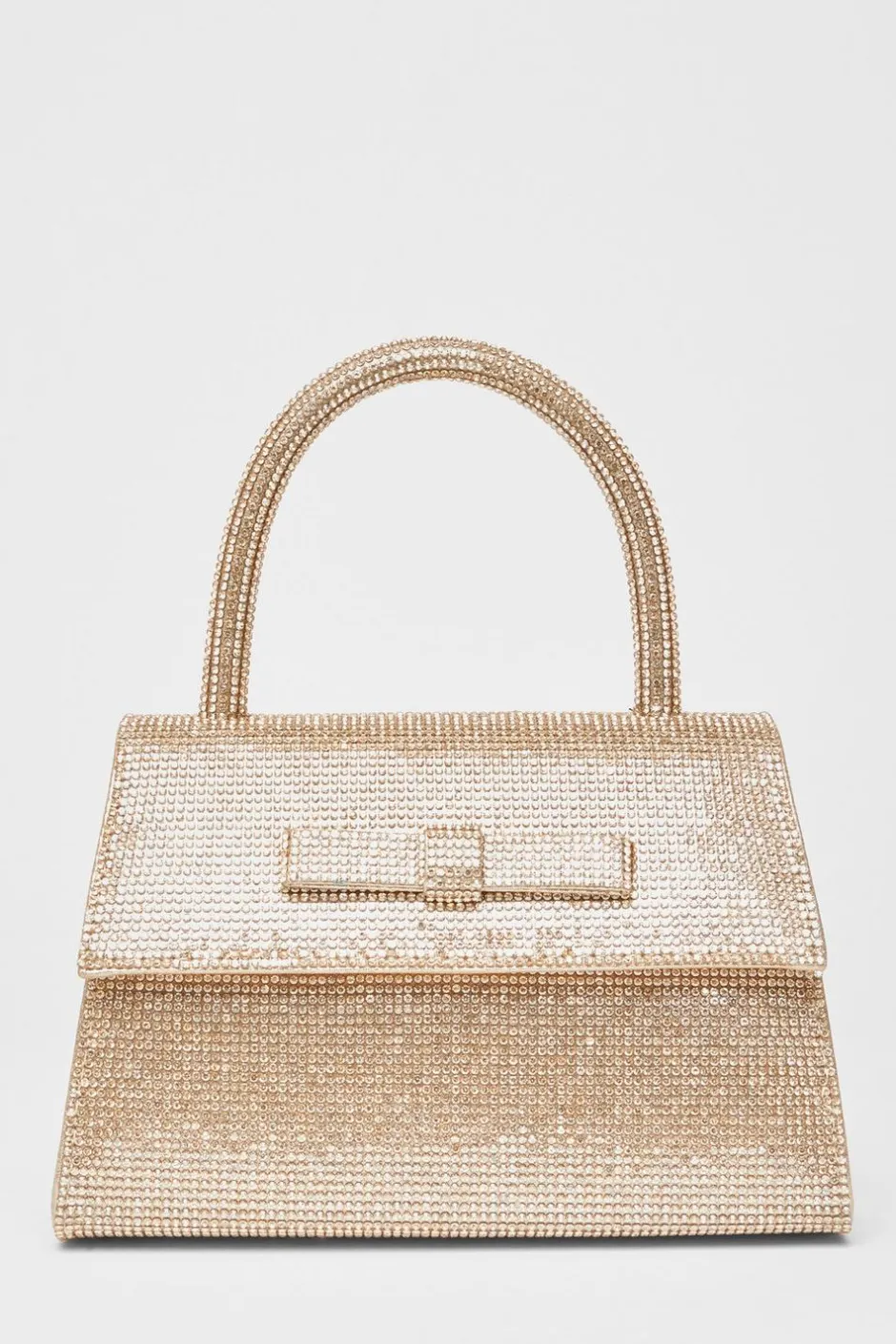 Quiz Diamante Top Handle Bag Gold Clearance