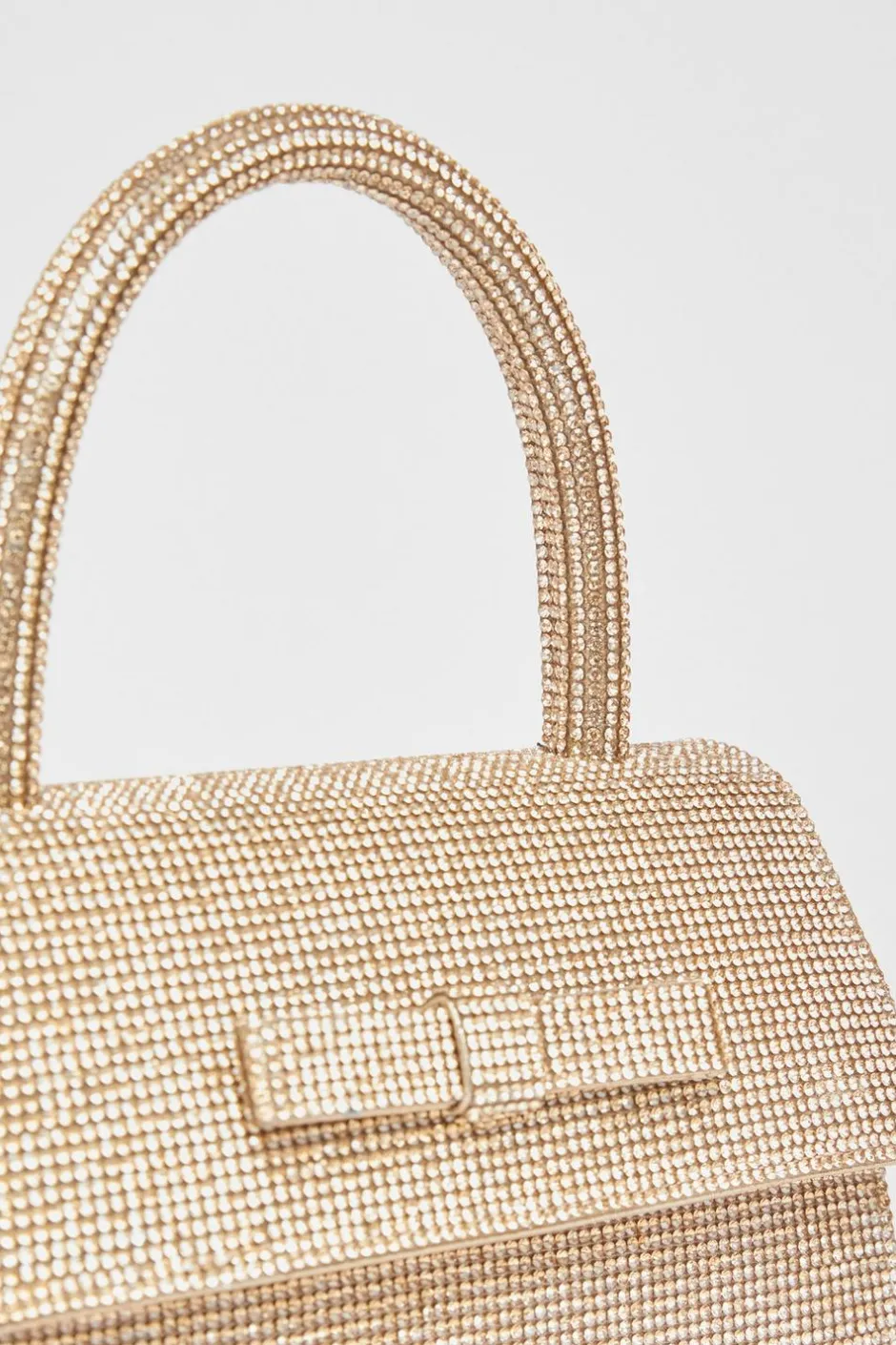 Quiz Diamante Top Handle Bag Gold Clearance