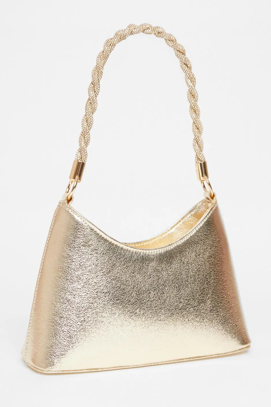 Quiz Diamante Twist Handle Bag Gold