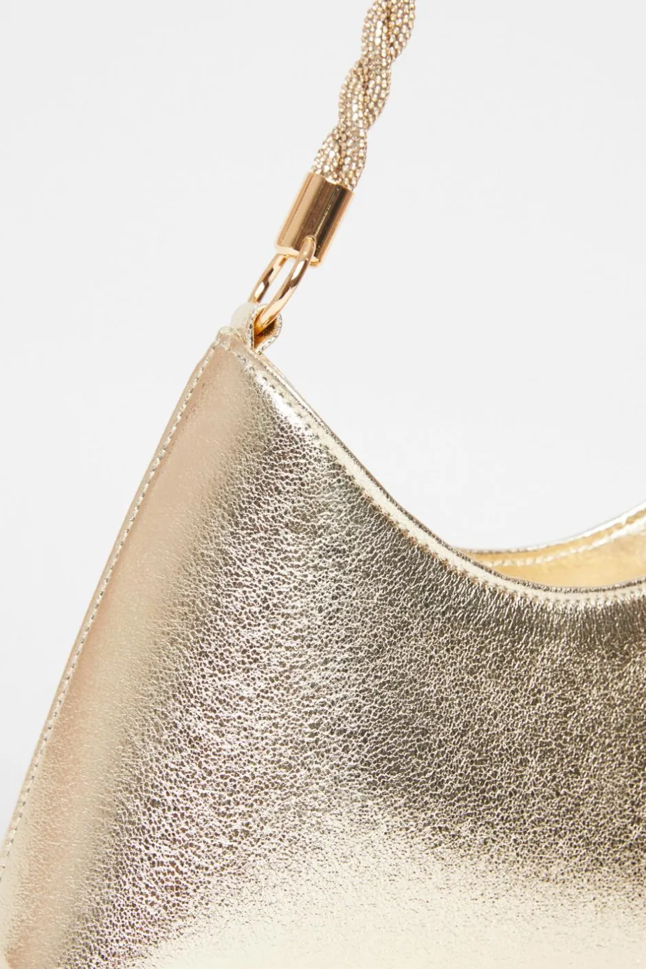 Quiz Diamante Twist Handle Bag Gold