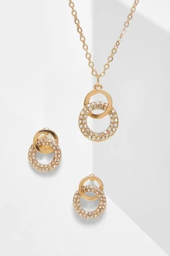 Quiz Double Circle Jewellery Set Gold Outlet