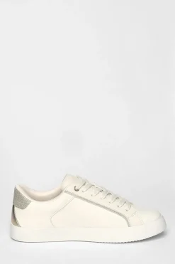 Quiz Gold Faux Leather Glitter Trainers Outlet