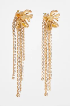 Quiz Gold Flower Fringe Earrings Discount