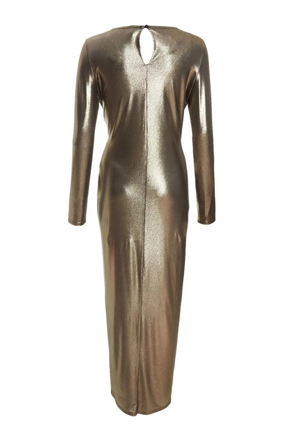 Quiz Gold Foil Ruched Maxi Dress