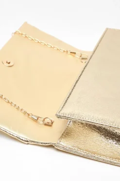 Quiz Foil Twist Clutch Bag Gold New