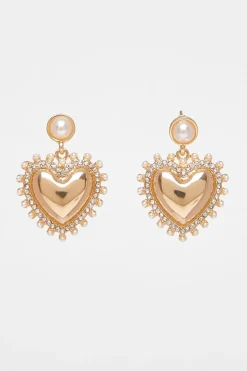 Quiz Gold Heart Drop Earrings Discount