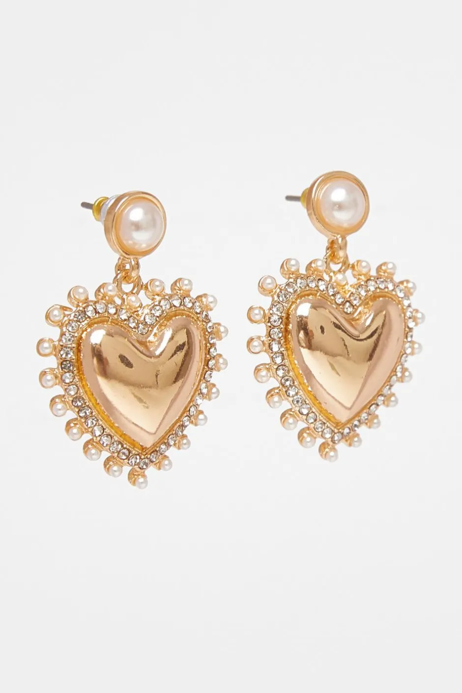 Quiz Gold Heart Drop Earrings Discount