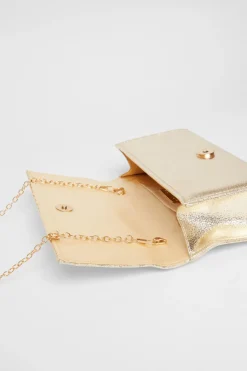Quiz Metallic Clutch Bag Gold Sale