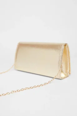 Quiz Metallic Clutch Bag Gold Sale