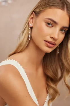Quiz Gold Pearl Heart Earrings