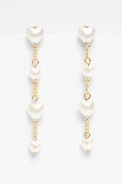 Quiz Gold Pearl Heart Earrings
