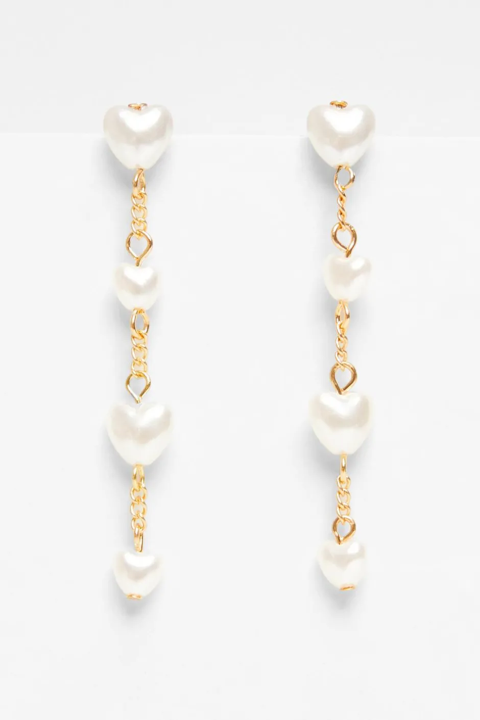 Quiz Gold Pearl Heart Earrings