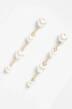 Quiz Gold Pearl Heart Earrings