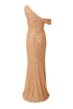 Quiz Sequin Drop Shoulder Maxi Dress Gold Best
