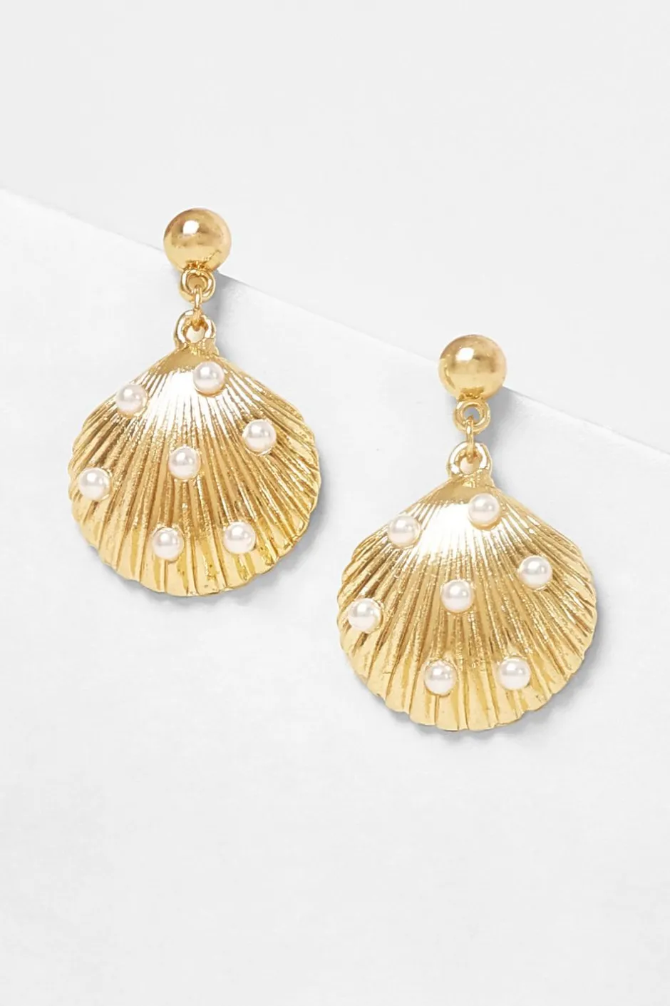 Quiz Gold Shell Drop Earrings Sale