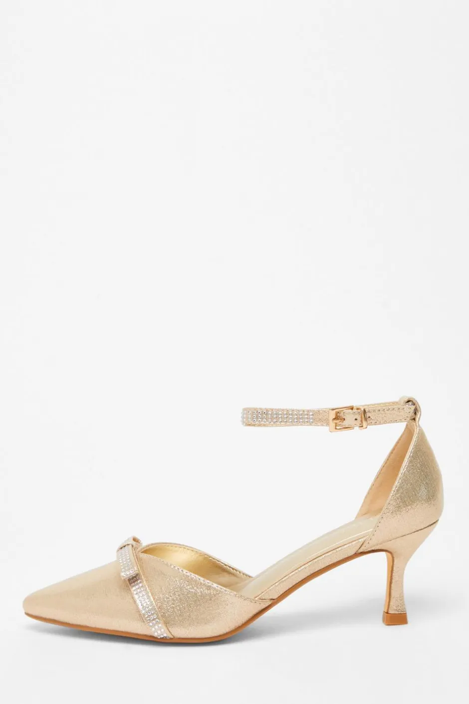 Quiz Shimmer Bow Court Heels Gold Best