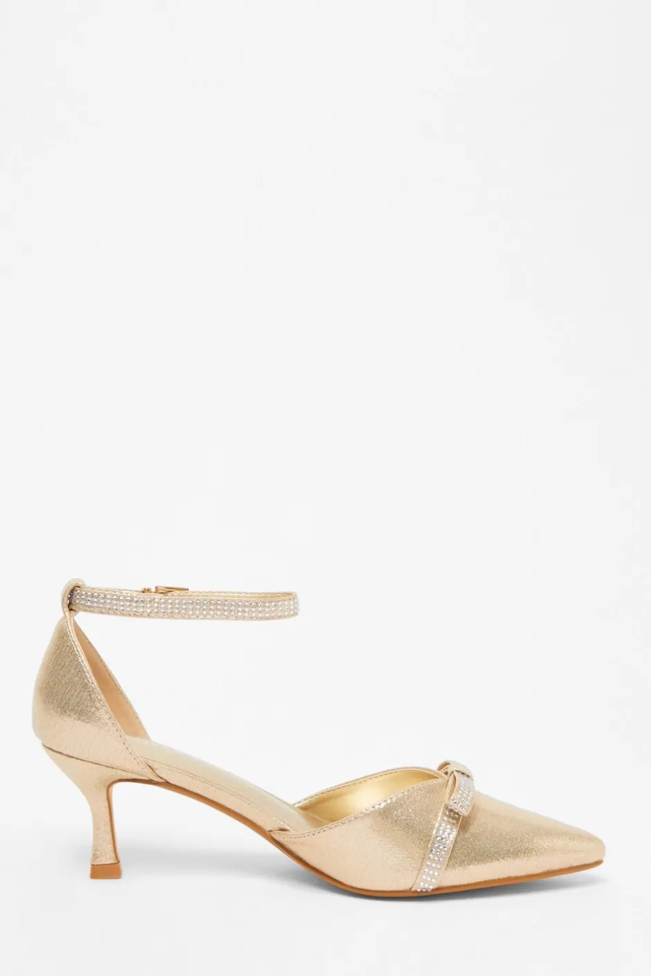 Quiz Shimmer Bow Court Heels Gold Best