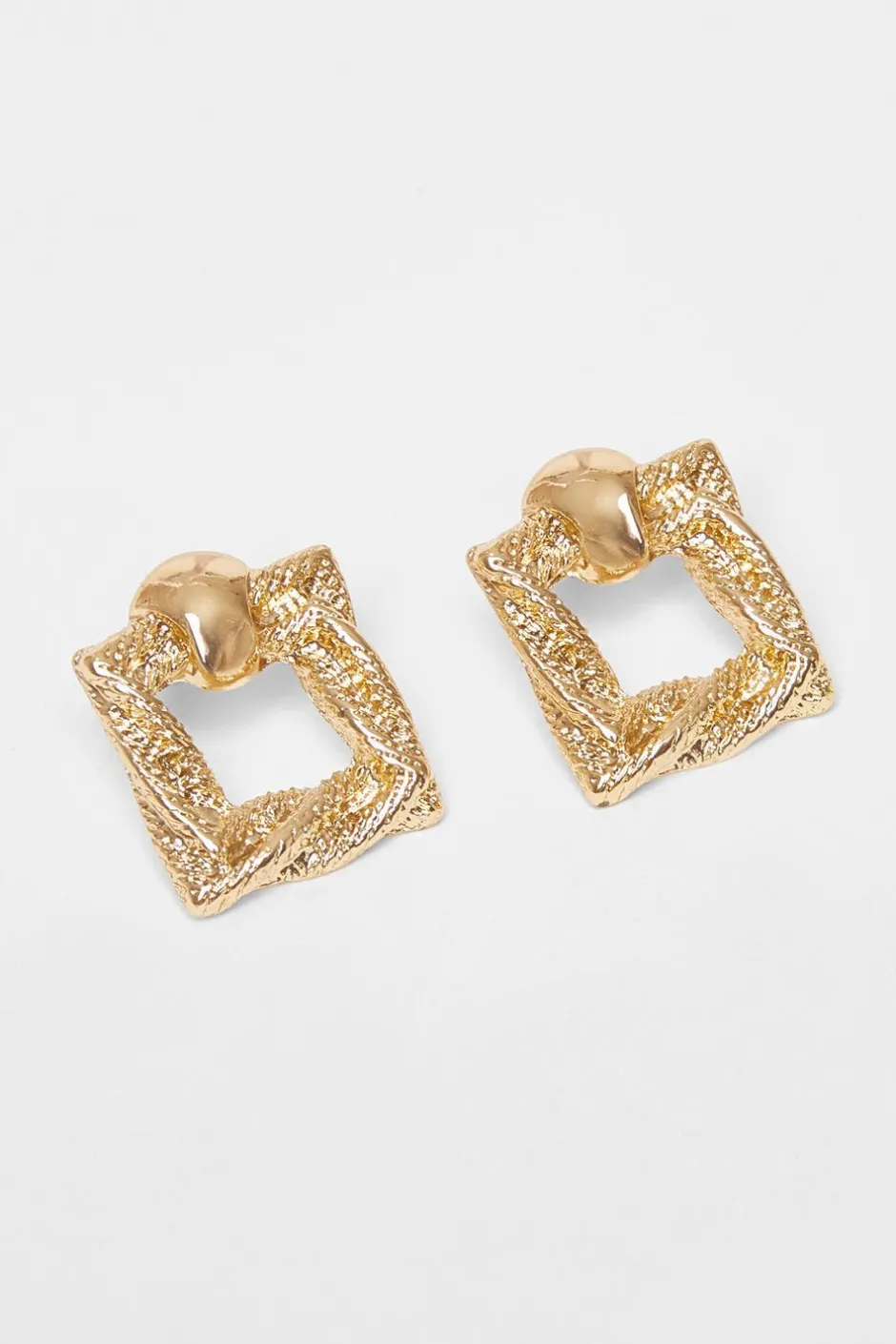 Quiz Gold Square Door Knocker Earrings Outlet