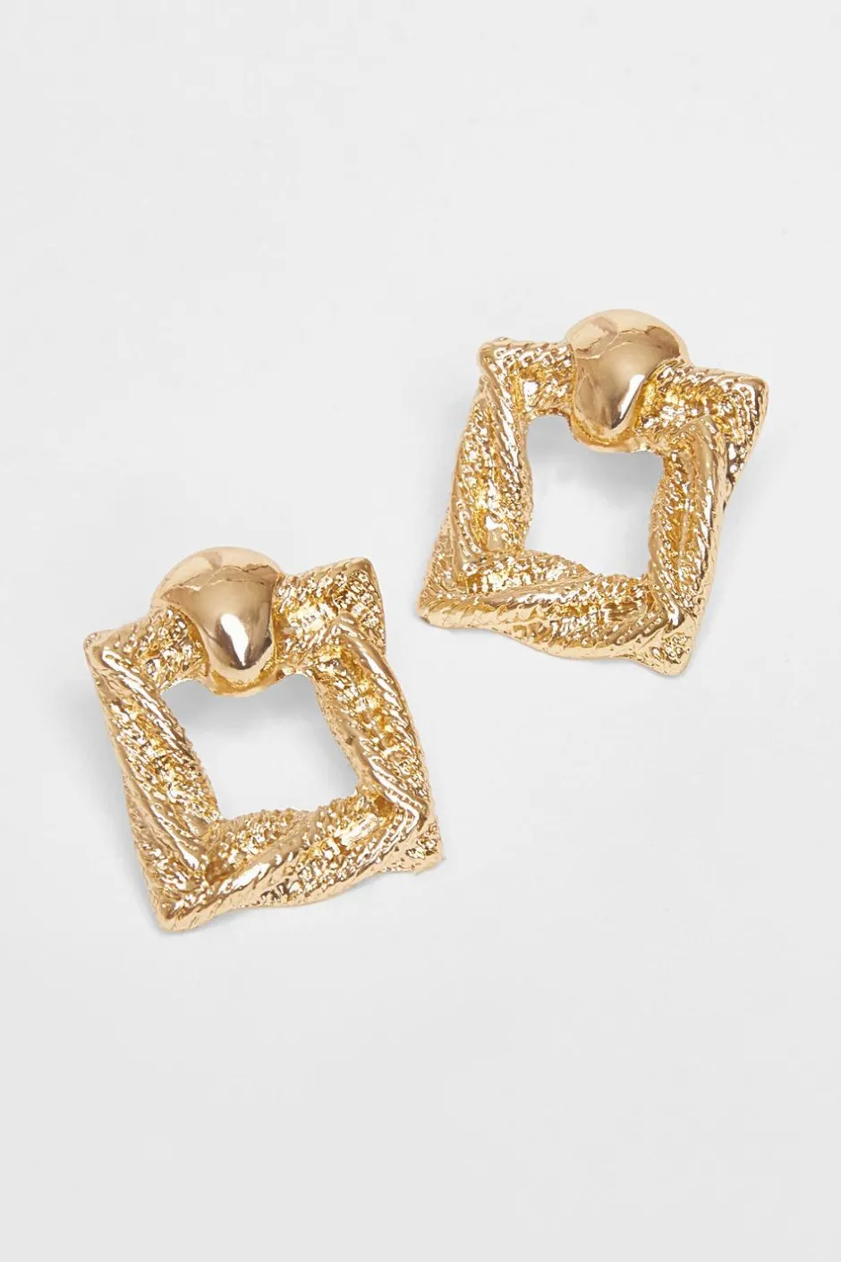 Quiz Gold Square Door Knocker Earrings Outlet