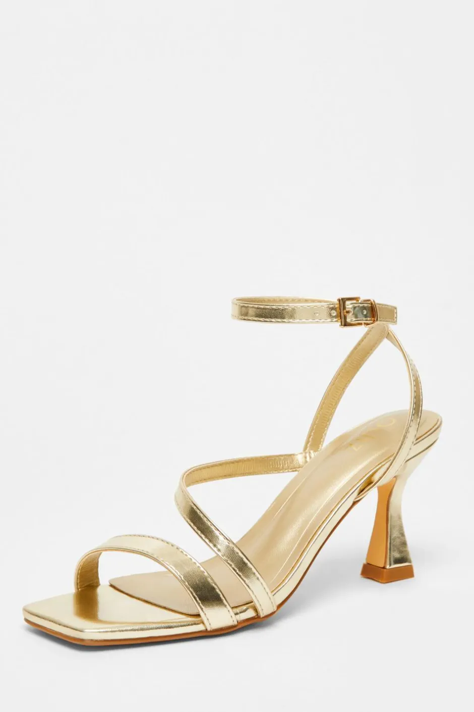 Quiz Strappy Flared Heel Gold Hot