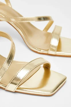 Quiz Strappy Flared Heel Gold Hot