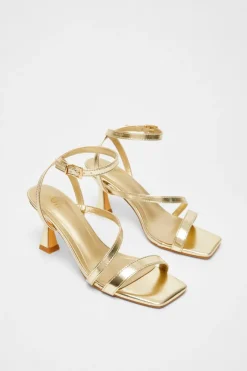 Quiz Strappy Flared Heel Gold Hot