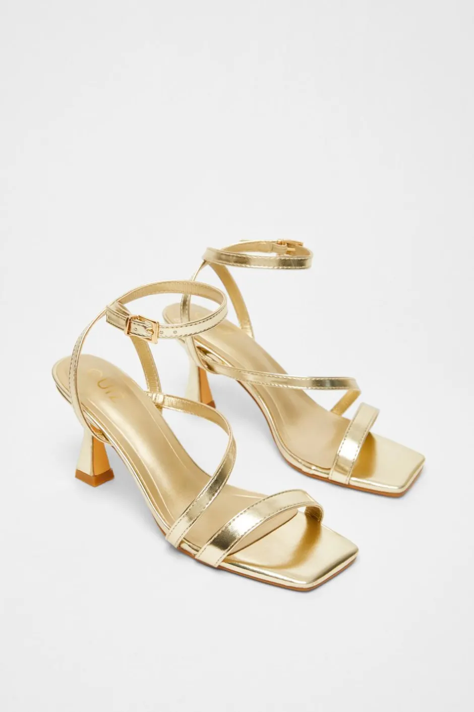 Quiz Strappy Flared Heel Gold Hot