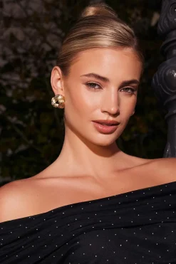 Quiz Gold Textured Knot Stud Earrings Outlet