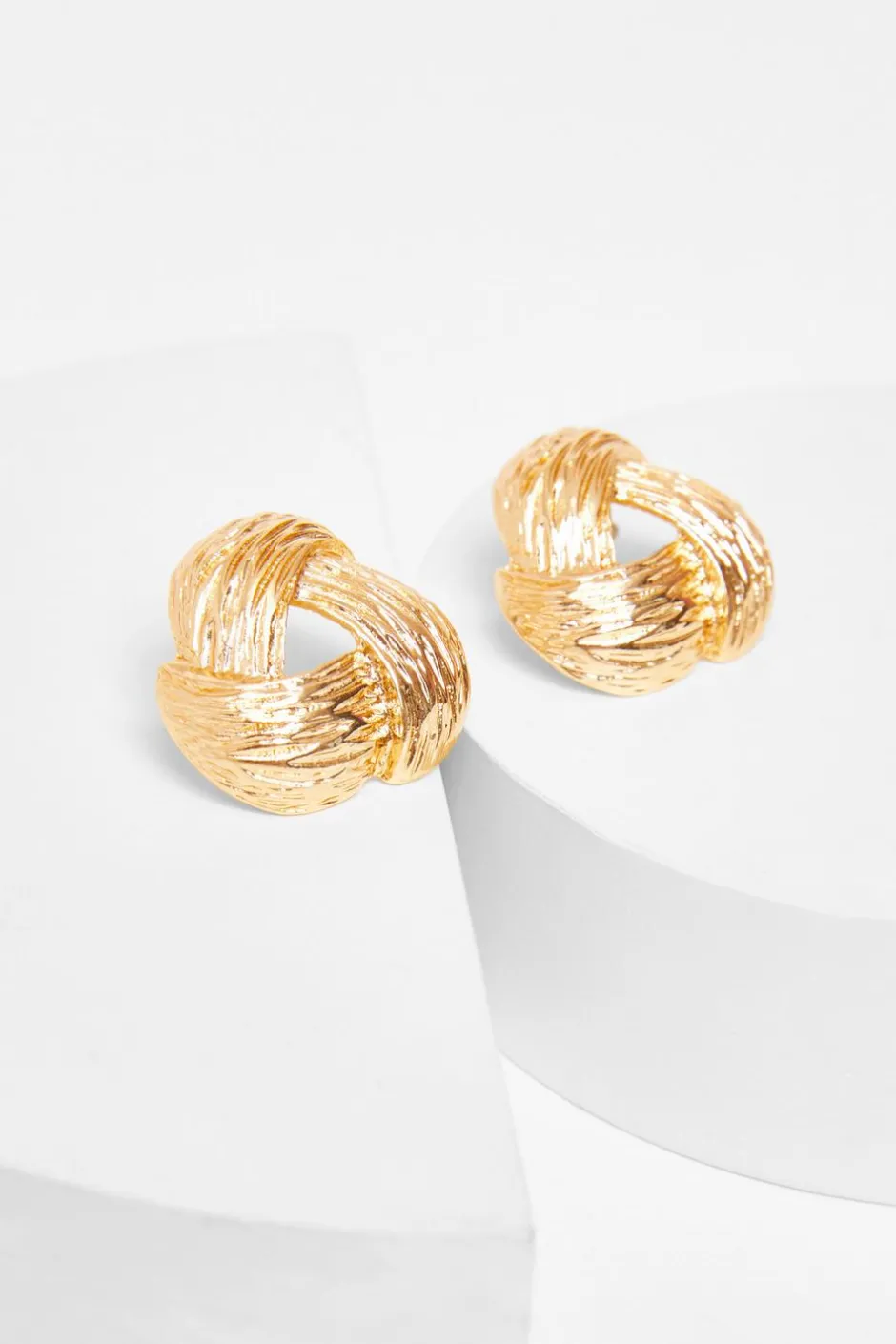 Quiz Gold Textured Knot Stud Earrings Outlet