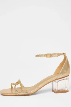 Quiz Twist Strap Heeled Sandal Gold Hot